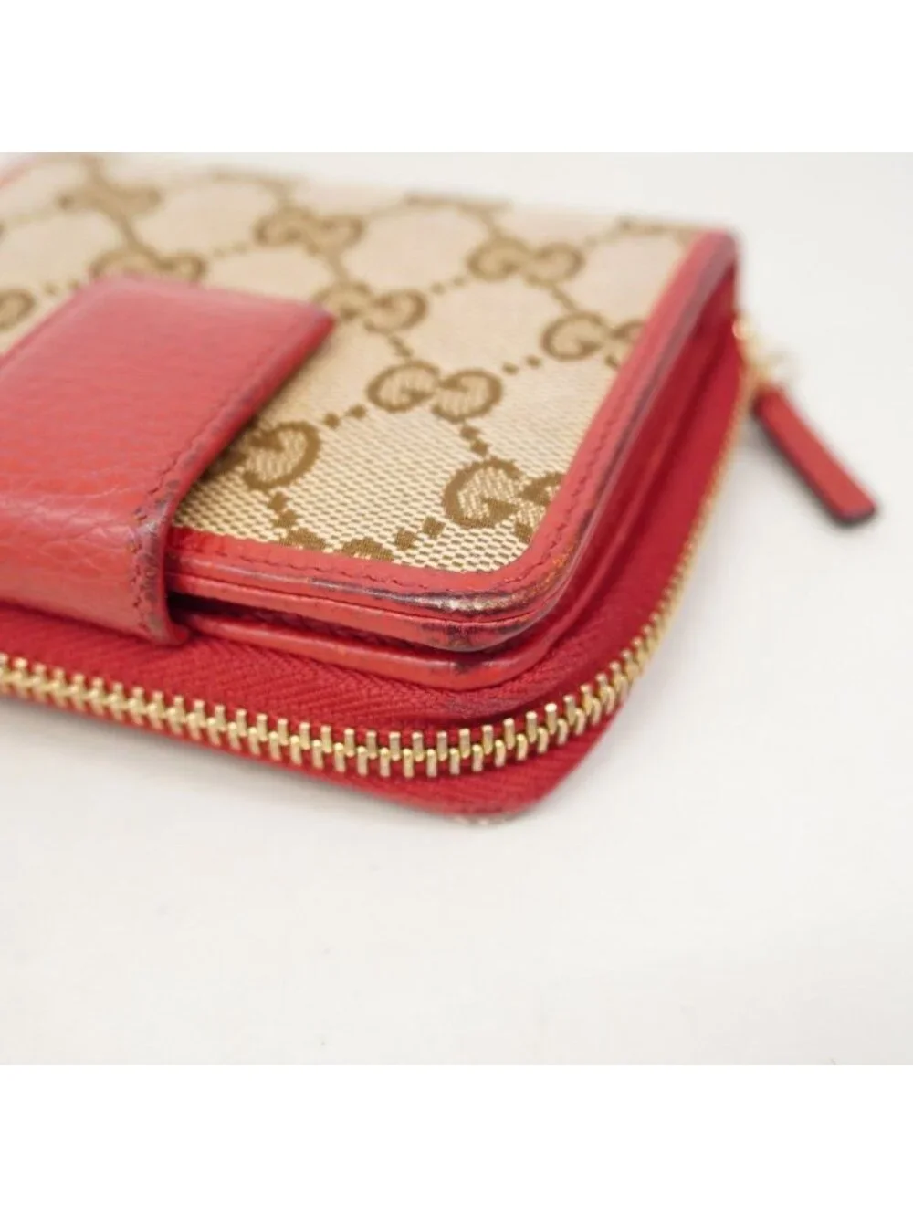 ★SOLD★ Gucci Wallet GG Canvas Beige Red Gold - Picture 6 of 10